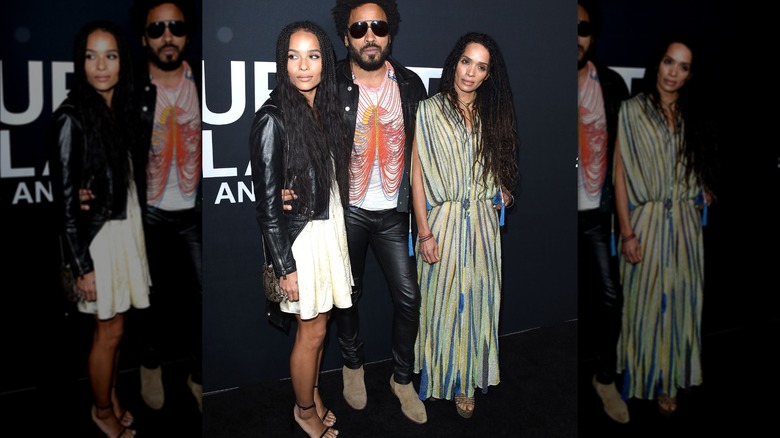 Zoe and Lenny Kravitz Lisa Bonet posing together