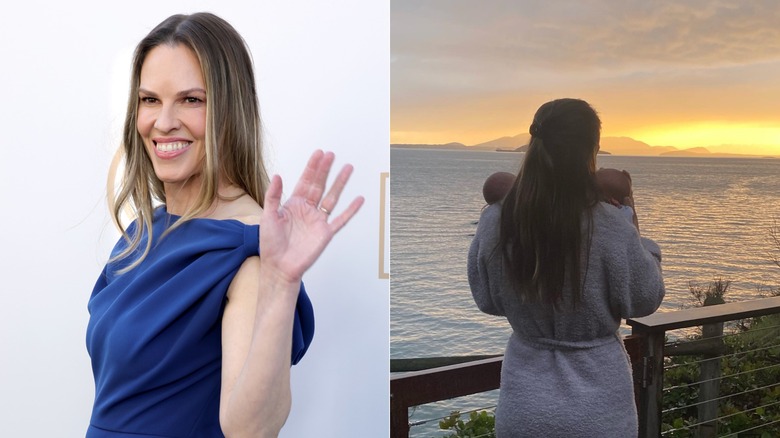 Hilary Swank with her twins