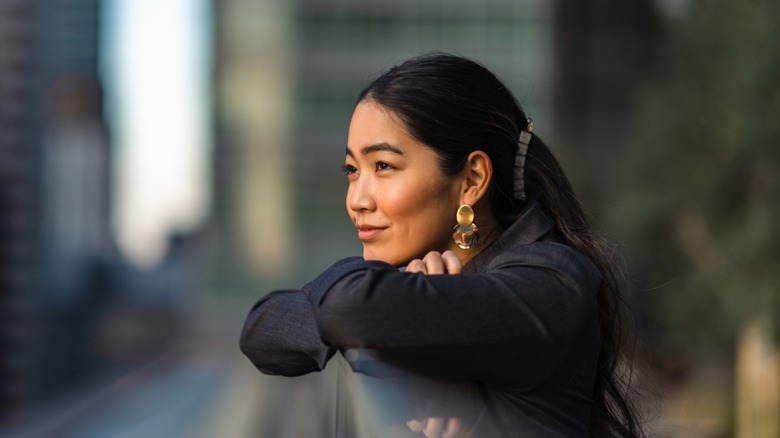 woman looking confident in herself