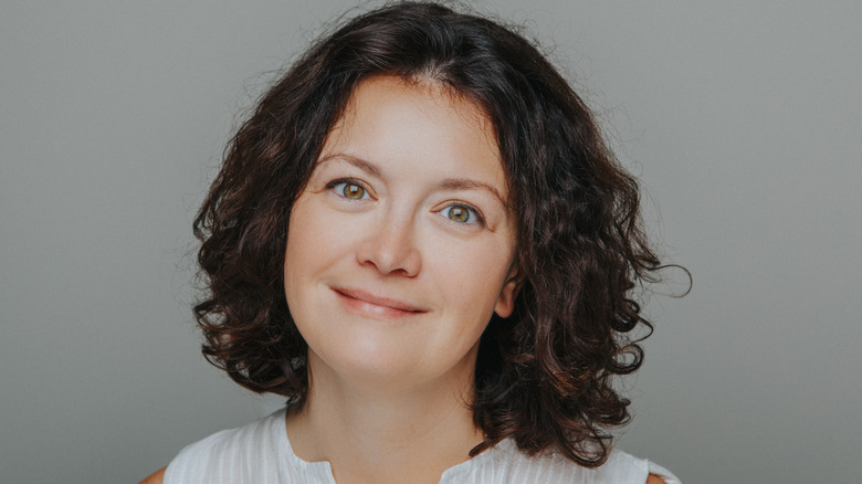 Dark brown hair hazel eyes