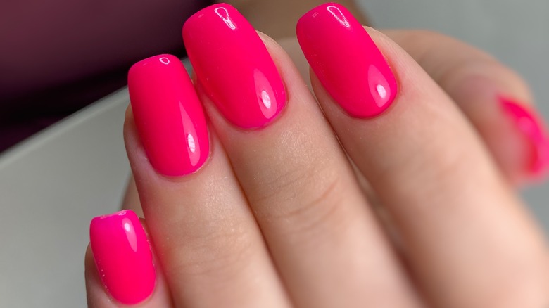 Hot pink nails