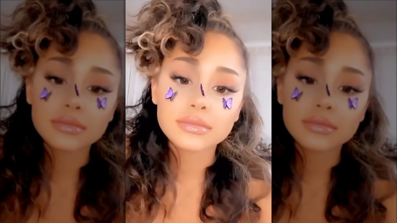 Ariana Grande selfie with butterfly filter