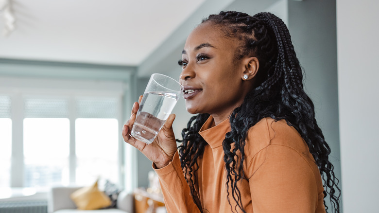 woman drinking water