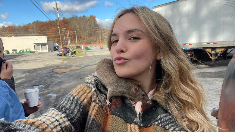 Bailee Madison in a plaid jacket