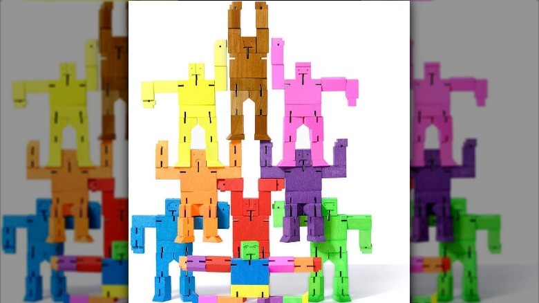 wood block robot puzzle toy for kids