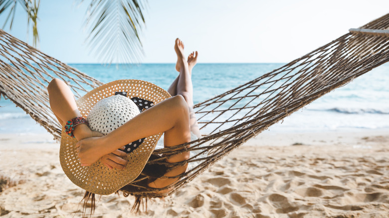 happy woman in hammock