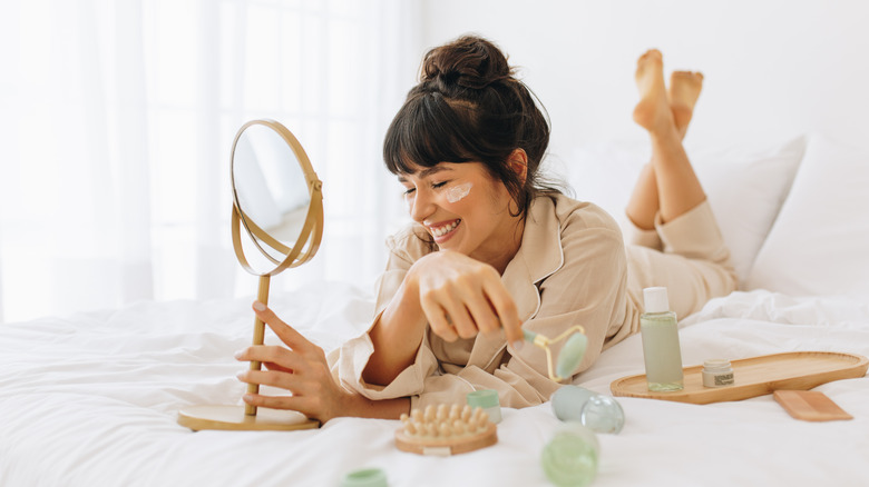 woman handling skincare