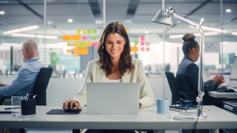 woman smiling at work