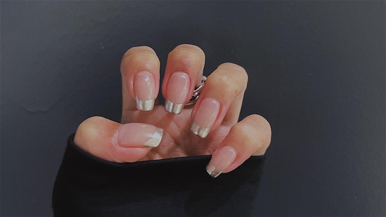 Silver French manicure