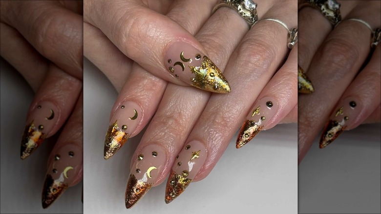 Gold foil French manicure