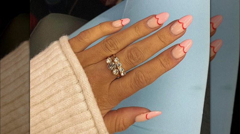 Hearts French manicure