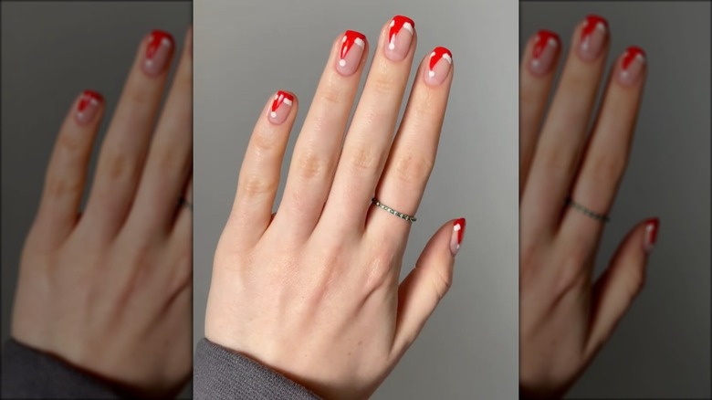 Santa hat French manicure