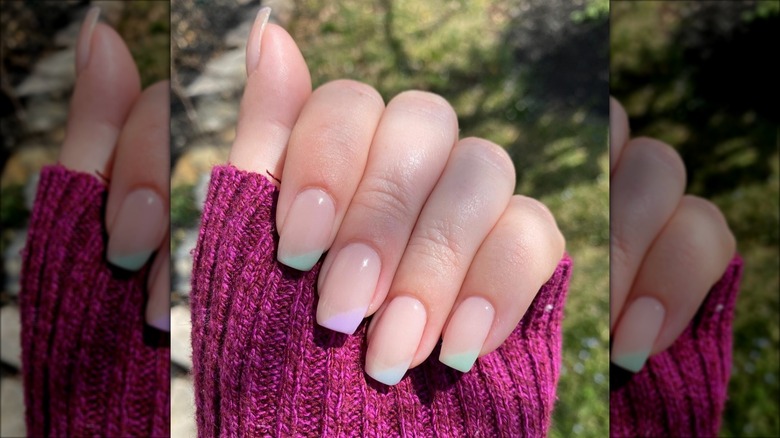 Pastel angled French manicure