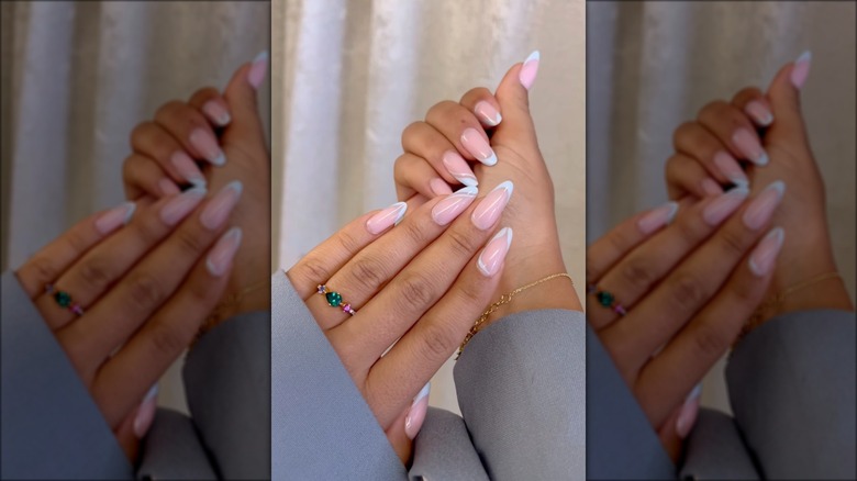 Varied French tip manicure