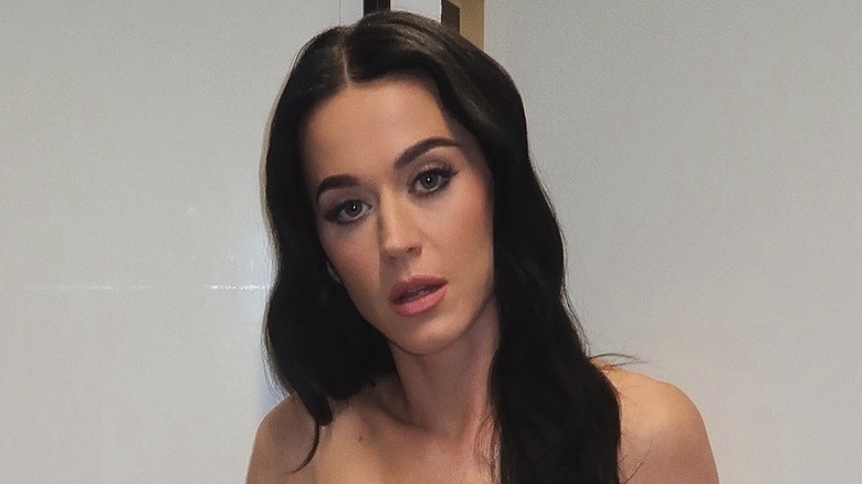 Katy Perry wearing a silver dress