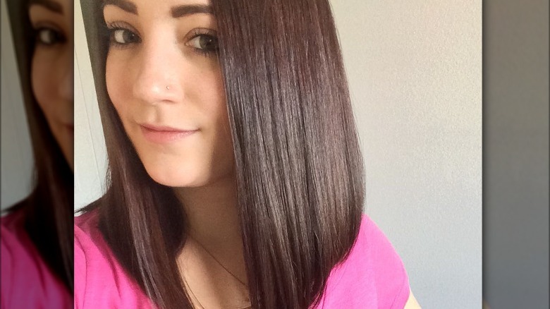 woman with angled cut