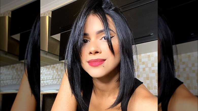 A woman with a lob with bangs