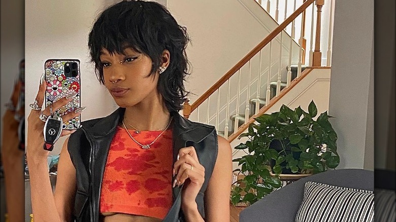 A woman with a mullet