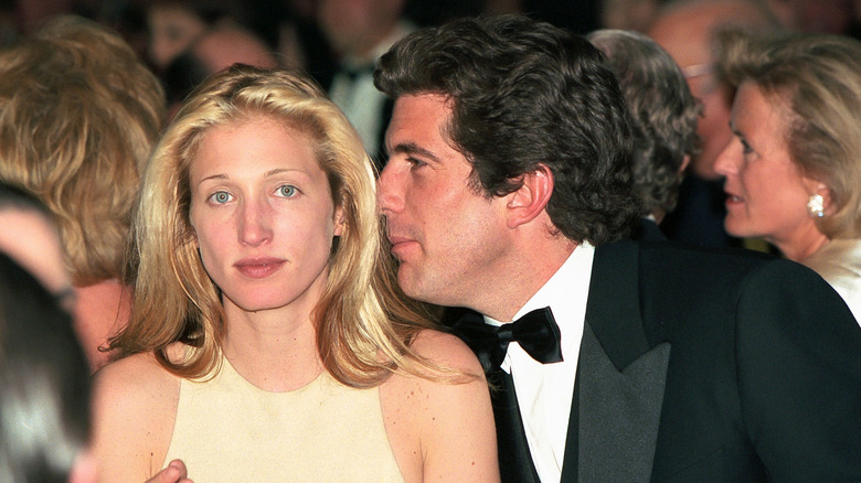 John-John Kennedy and his friend Carolyn Bessette during the reception at Chateau de Malagny in April 1996