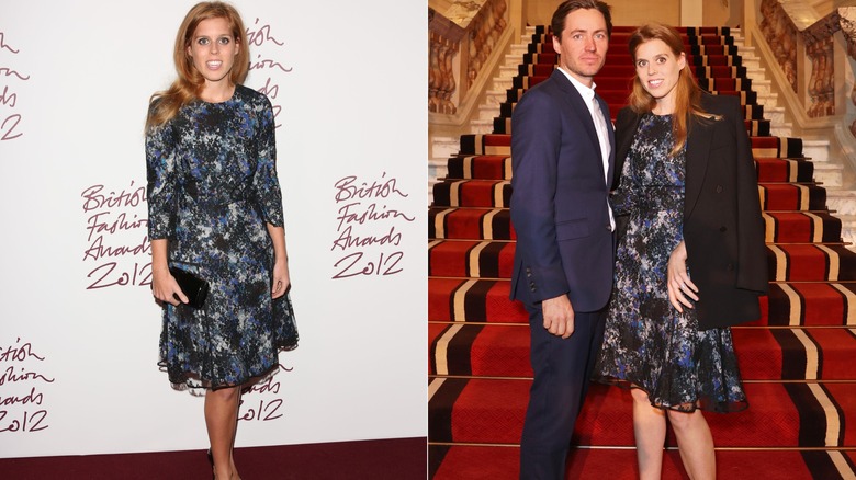 Princess Beatrice wearing patterned dress