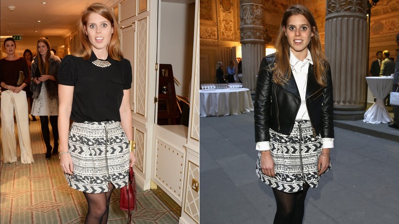 Princess Beatrice wearing Aztec skirt