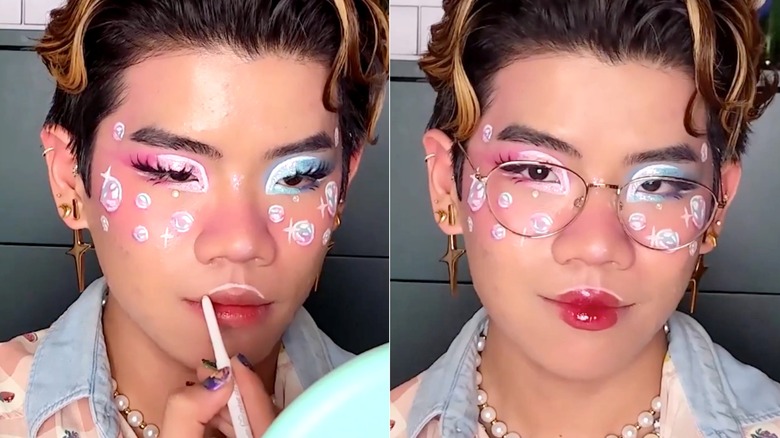 Facepaint inspired by transsexual flag