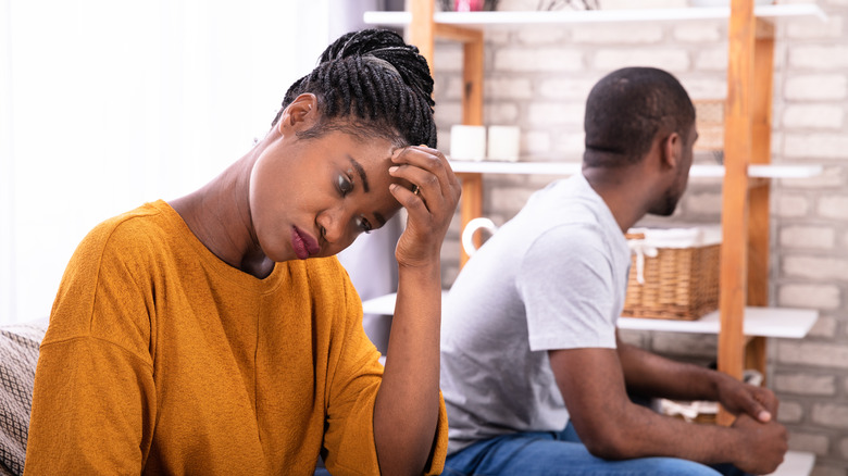 Distressed couple in argument 