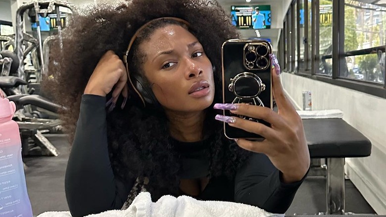 Megan Thee Stallion working out at gym