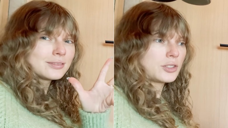 Taylor Swift recording the song "Opalite."