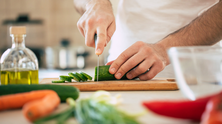 private chef home chopping vegetables