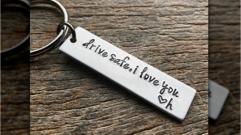 stainless steel love keychain
