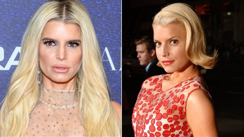 Jessica Simpson with long hair and a flipped out bob
