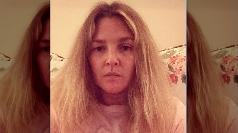 Drew Barrymore with frizzy hair