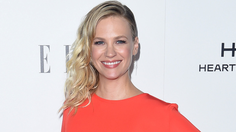 January Jones in a red dress