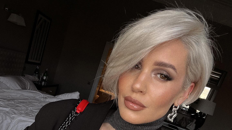 Platinum blond short hair