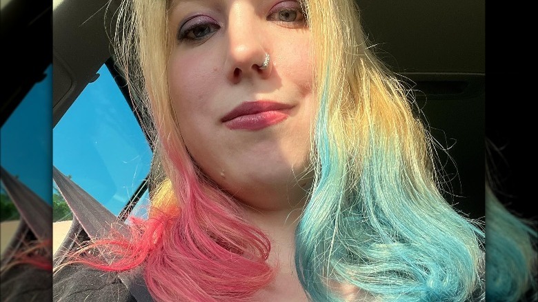 Bright pink and purple hair