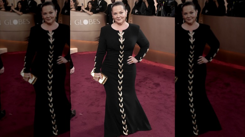 Melissa McCarthy walks the red carpet at the 2026 Golden Globes