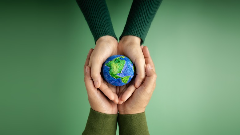 Hands holding the earth