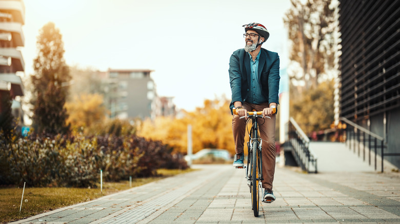 Man biking to work