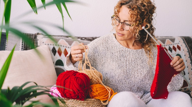 woman knitting