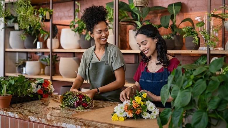 women making bouquets