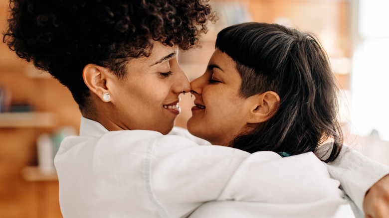Affectionate hugging couple