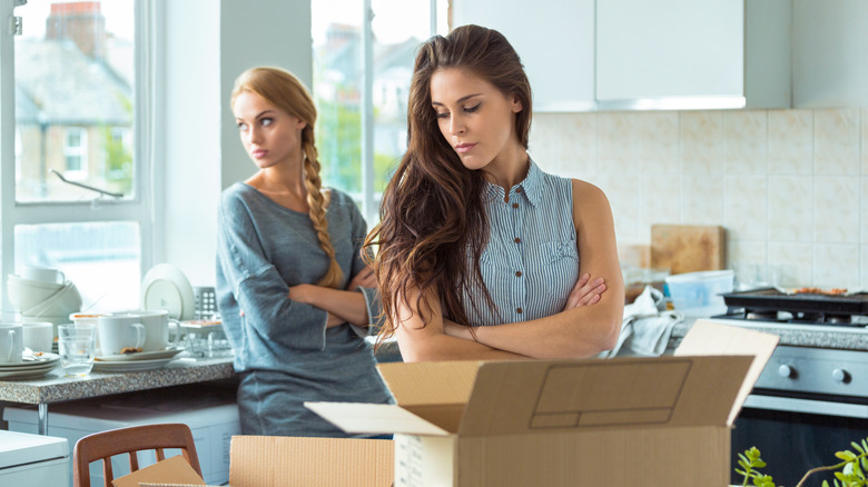 Two unhappy female roommates