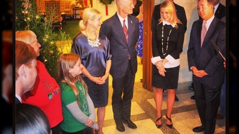 Pam Bondi appears at a Christmas celebration