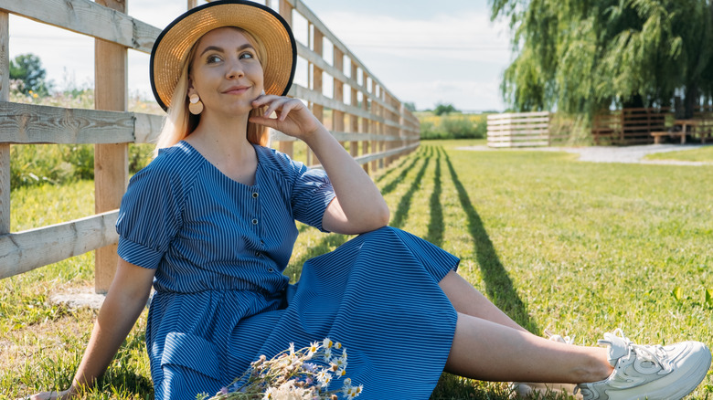 Woman wearing soft cottagecore makeup