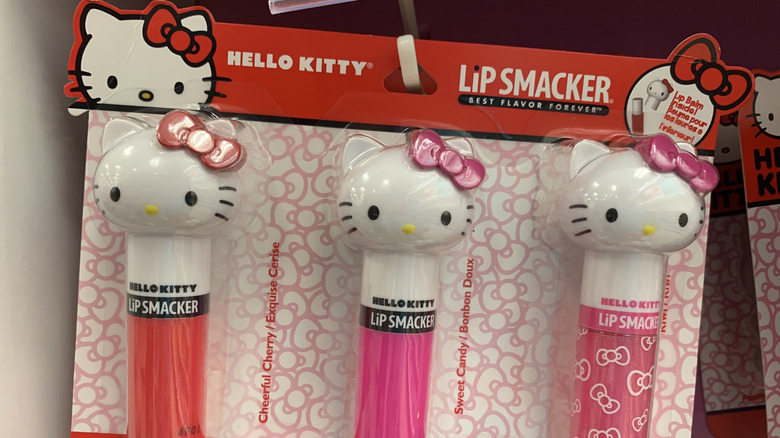 A pack of three Hello Kitty-themed Lip Smackers