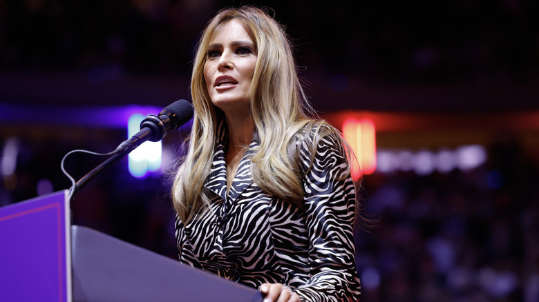 Melania Trump gives a speech at Madison Square Garden