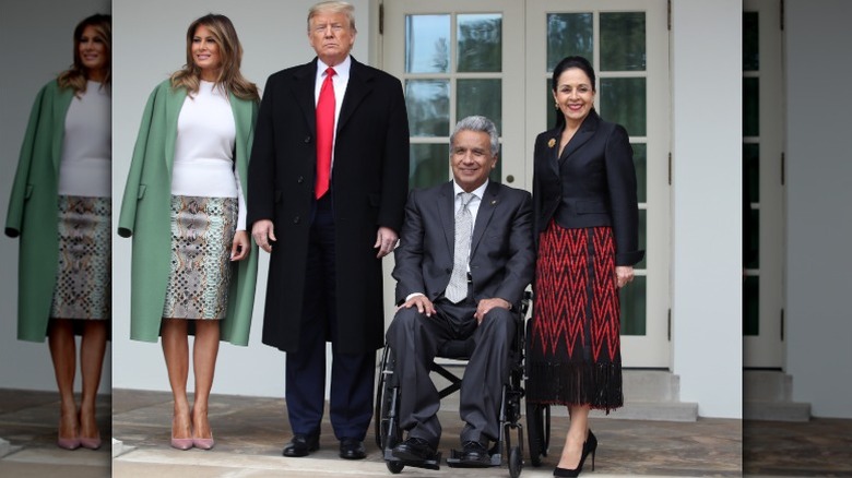 Melania Trump stands with Donald and the first couple of Ecuador
