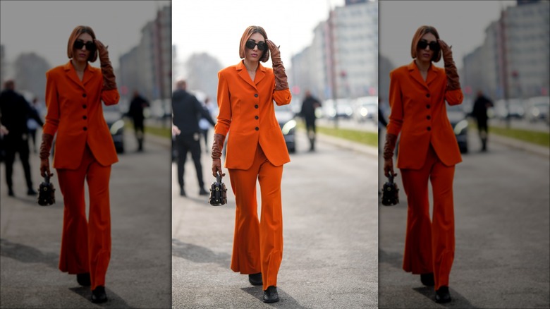 woman wearing red outfit