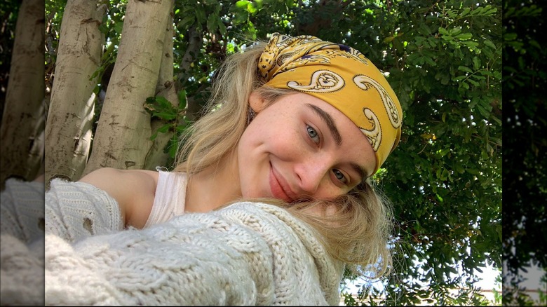 Sabrina Carpenter taking bare-faced seflie